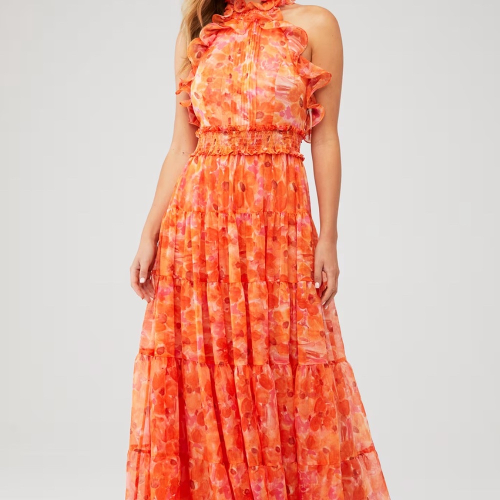 🧡PATBO MYOSOTIS HALTERNECK FLUTTER GOWN NWOT🧡 - Picture 2 of 4